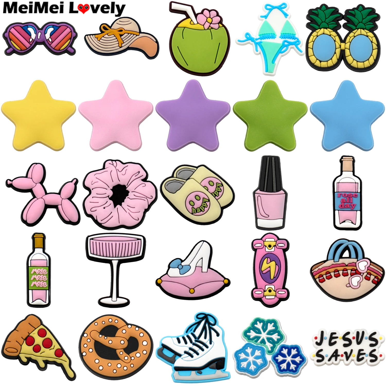 1pcs Casual Style PVC Shoe Charm for Accessories Pentagram Cosmetics Shoe Clips Decorations Buckle Sunglasses Hat Pins Clog