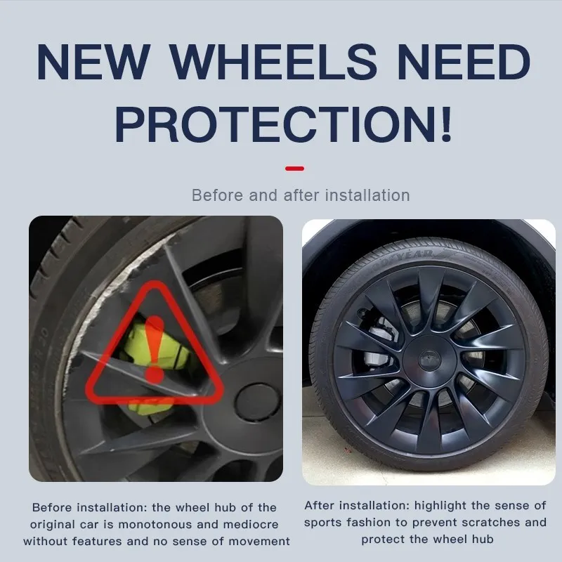 Tesla Model Y Hub Cap Patch 21 Inch Wheel Protectors ABS Car Decals Auto Exterior Accessories 2023 Car Sticker Accessory
