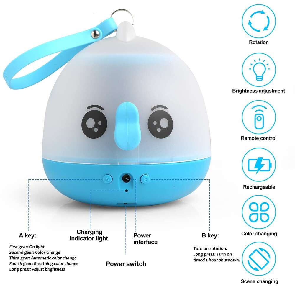 WINICE remote control and timer design, underwater starry sky rotating LED star projector suitable for bedrooms, children's night light moon ligh