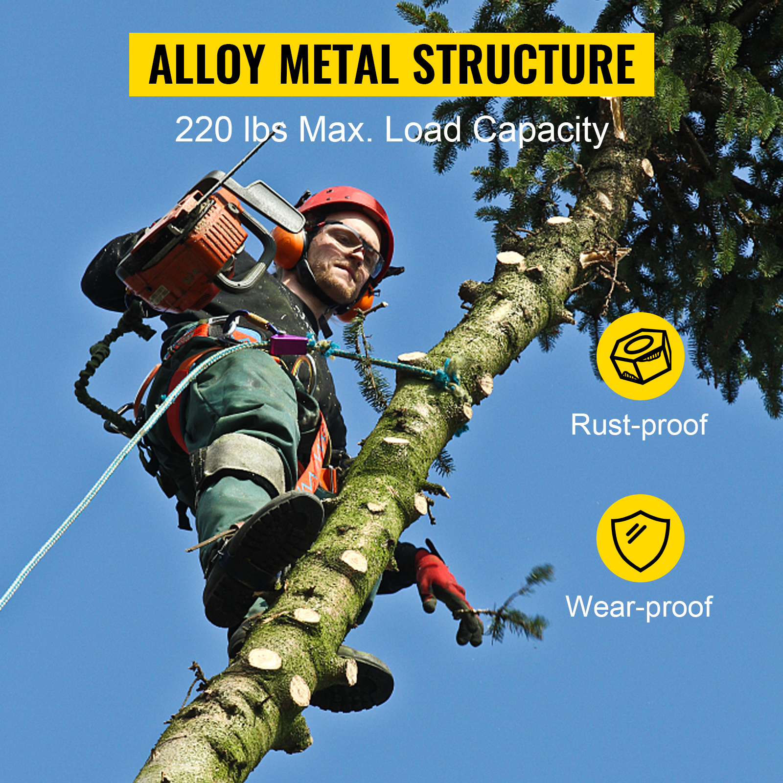 VEVOR Tree Climbing Spike Set Pole Climbing Spurs Steel Adjustable Climber Gaffs Forestry Equipment & Supplies Supplies & Tools