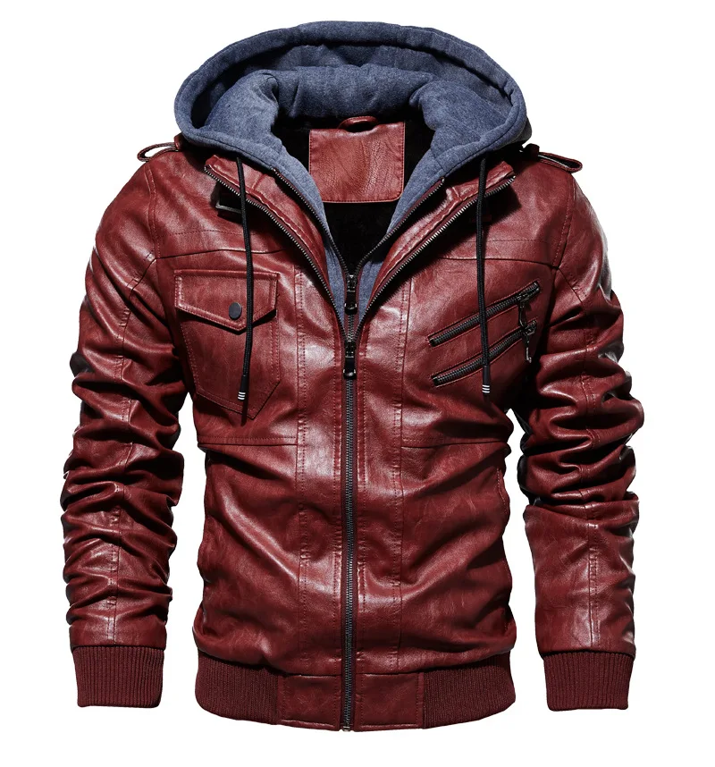 Men's PU Leather Jacket 2025 Autumn and Winter new Plush Fleece Hooded Coat Casual Outerwear