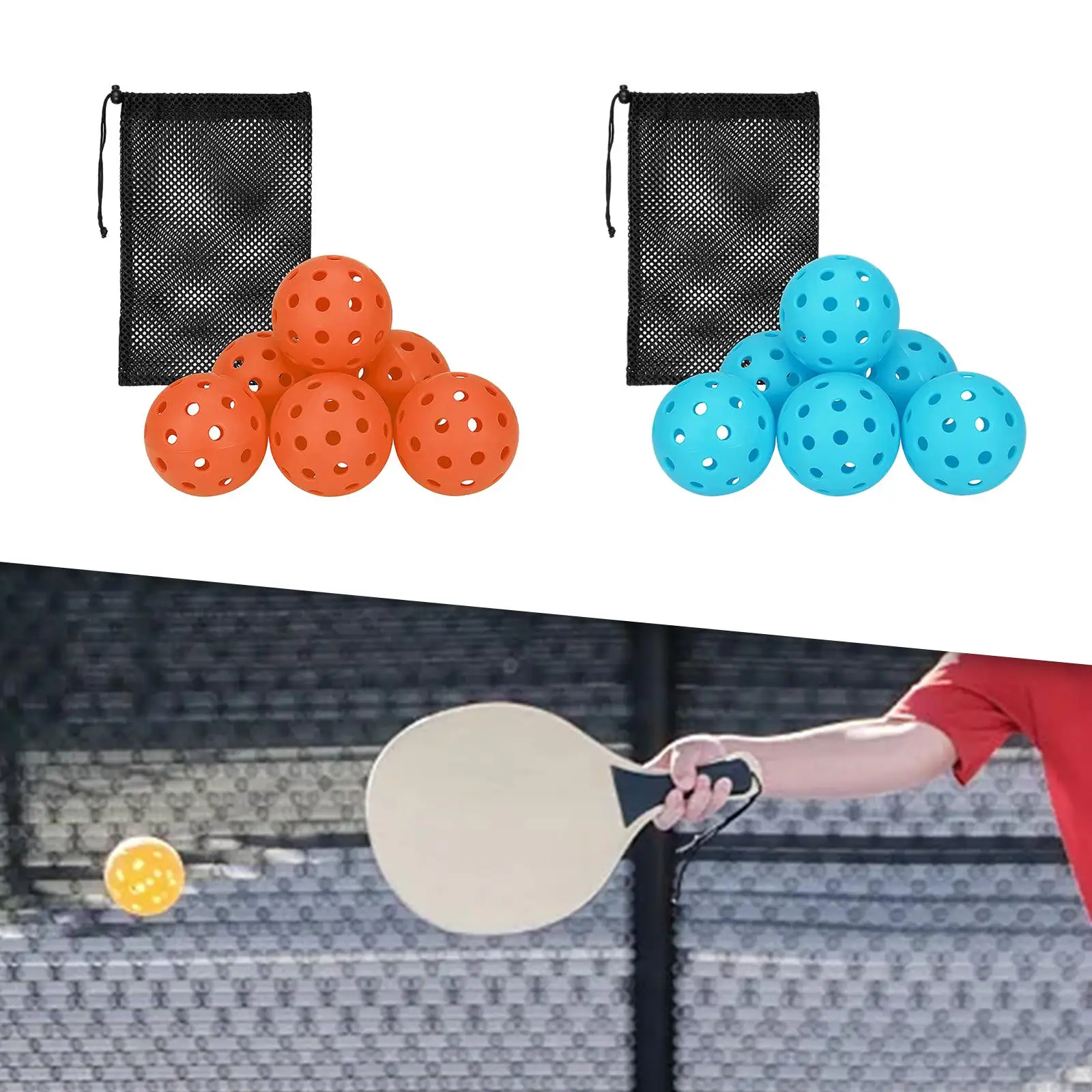 6Pcs Pickleball Balls High Elastic 74mm Professional Official Size Ball for Training Tournament Play Adult Practice Outdoor