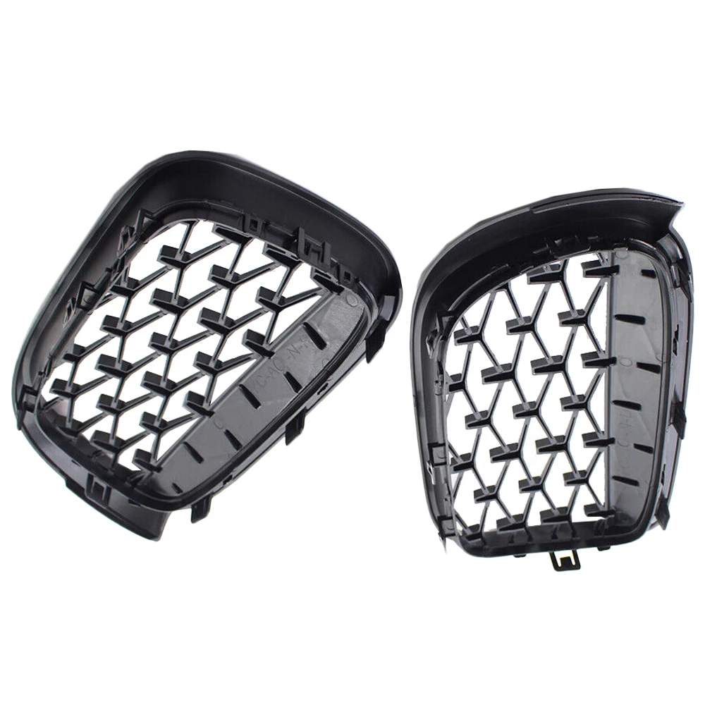 2pcs ABS Glossy Black/Chrome Car Front Bumper Kidney Grill Grille Diamond Style for BMW X3 F25 Facelift,X4 F26 2014-2017