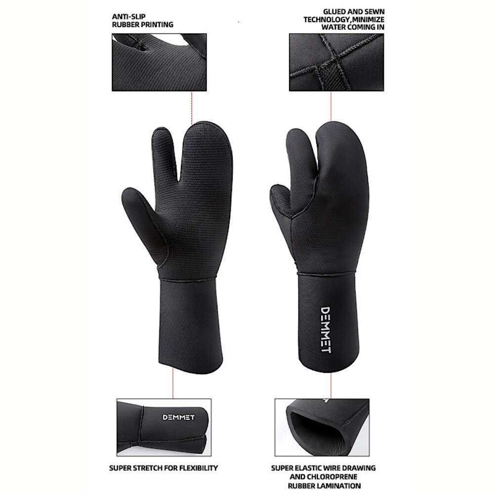 Ddmytiger New MM Three Finger Super Elastic Warm Diving Gloves Cold Wear Resistant And Stab Winter Swimming Chloroprene Rubber For Fishing H