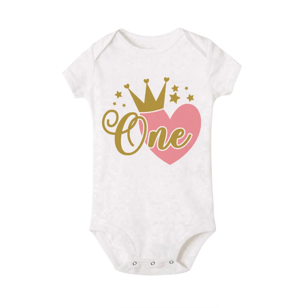 Birthday 1st Newborn My Bodysuit Infant Baby Clothes Toddler Jumpsuit Girl Birthday Party Short Sleeve Outfit Infant Shower Gift smile