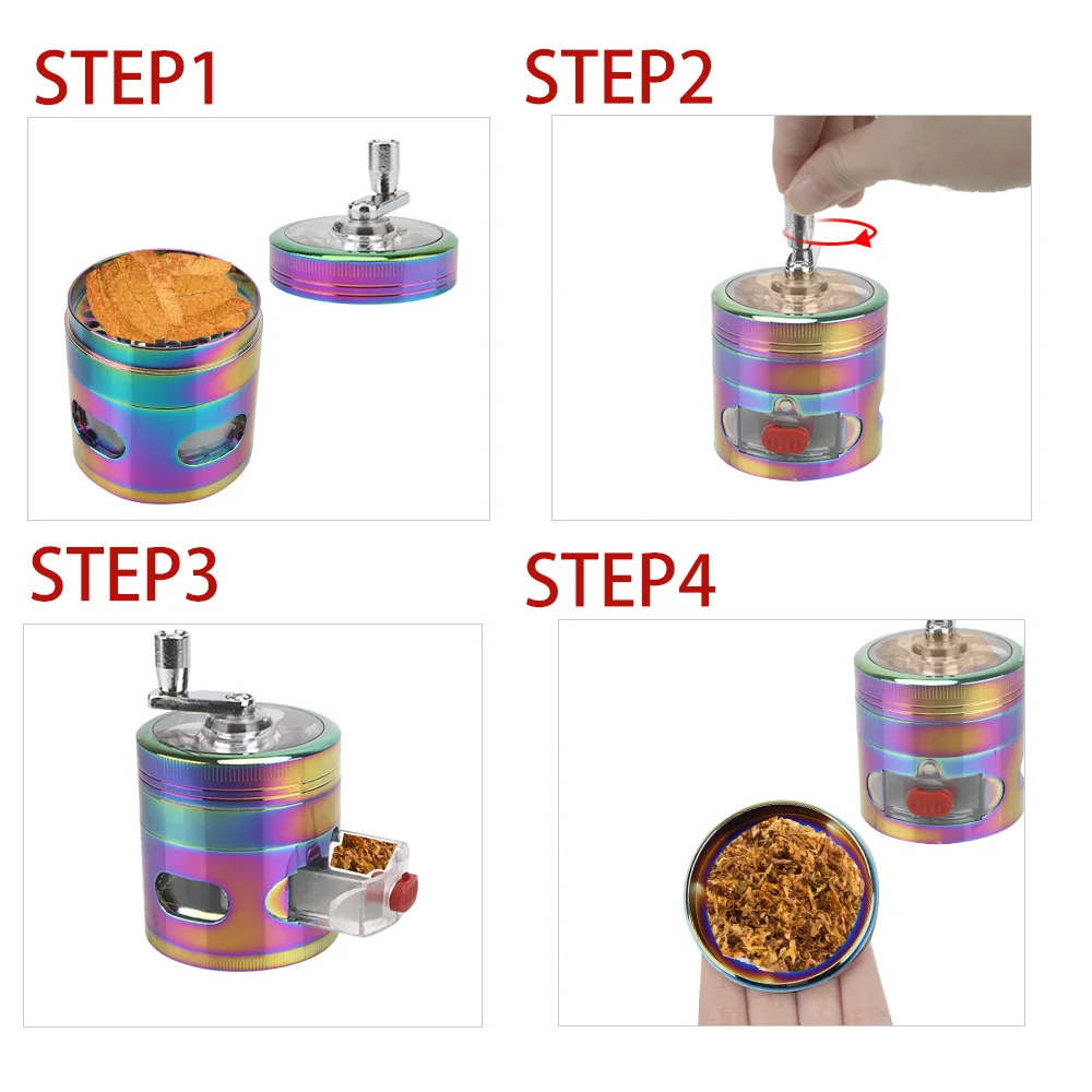 With Drawer Crusher Layers Herb Grinder Hand Cranked Clear Top Crank Pollinator Spice 5 - view 6