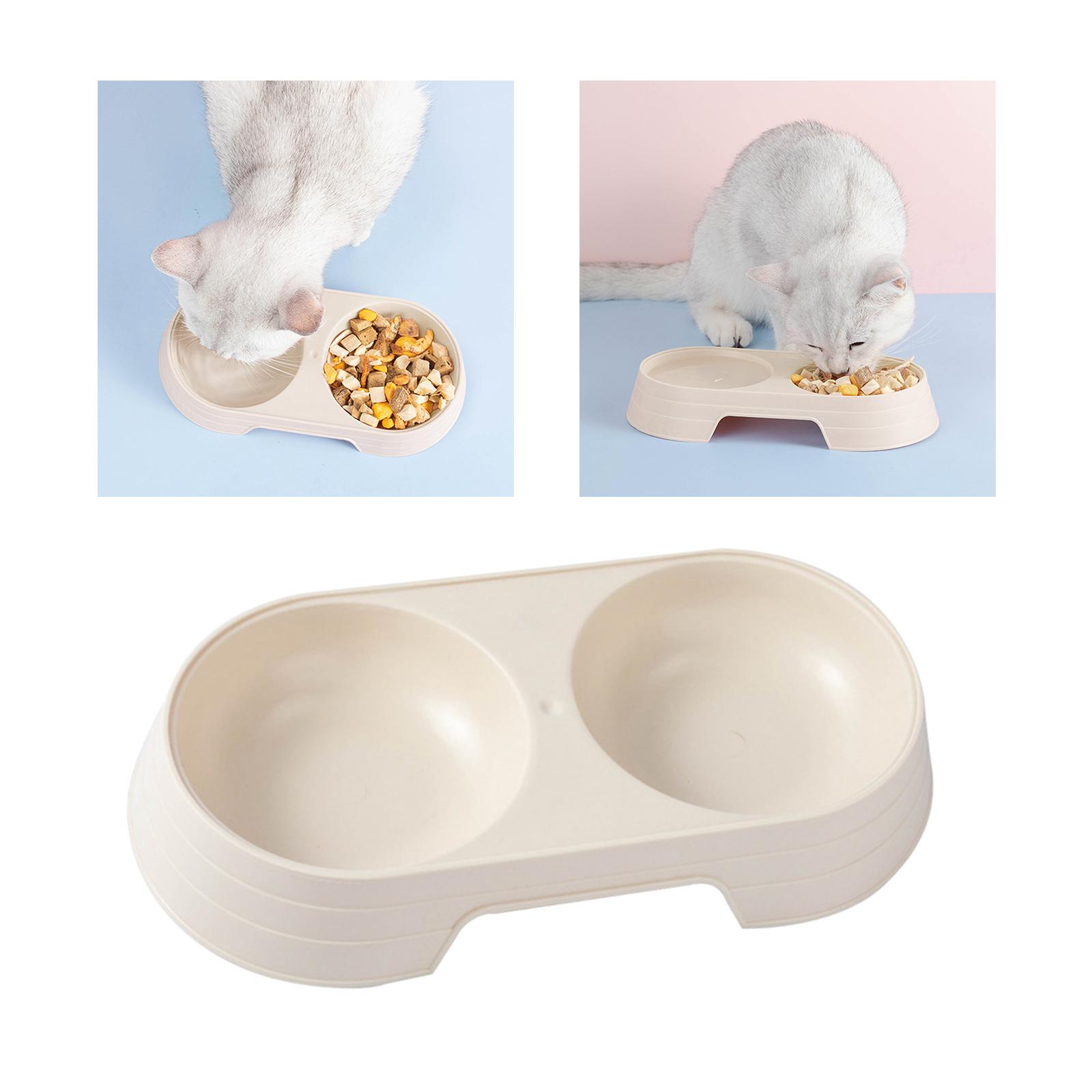 Portable Double Cat Bowls Pet Water Food Feeder Food Container Drink Bowls for Small Animals Indoor Cats Puppy Kitten Supplies