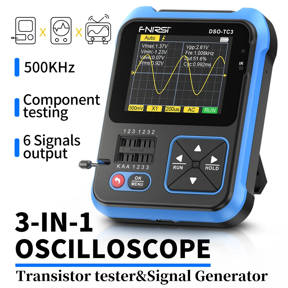 FNIRSI-1014D 1013D TC3 Oscilloscope 3-in-1 Dual Channel Input Signal Generator 100MHz * 2 Analog Bandwidth 1GSA/s Sampling Rate