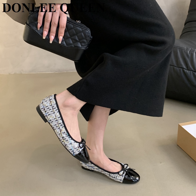 Brand Mixed Color Flats Women Slip On Casual Ballerina Soft Loafer Female Bow Knot Shoes Office Zapatillas De Mujer