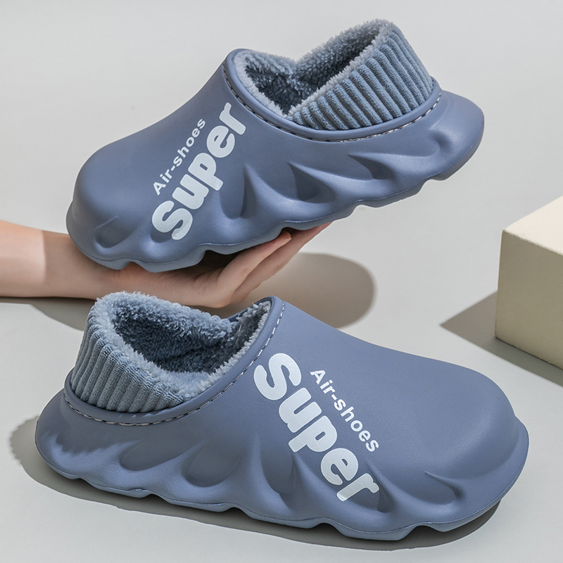 Winter Men Women Warm Slippers Plush Cotton Slippers Indoor Home Waterproof Non-Slip Shoes For Couples Bedroom Warm Shoes 36-47