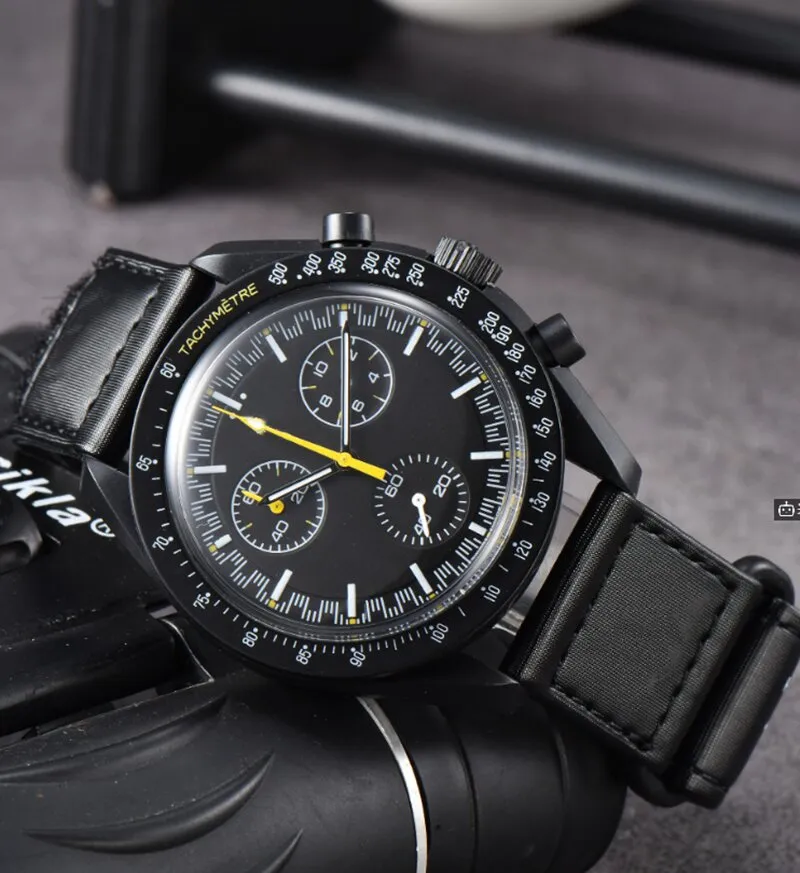 Multicolor bioceramic Planet Moon Men's Watch Fully Functional Quartz Chronograph Mercury Mission 42mm Nylon Luxury Watch Limited Edition Master Watch