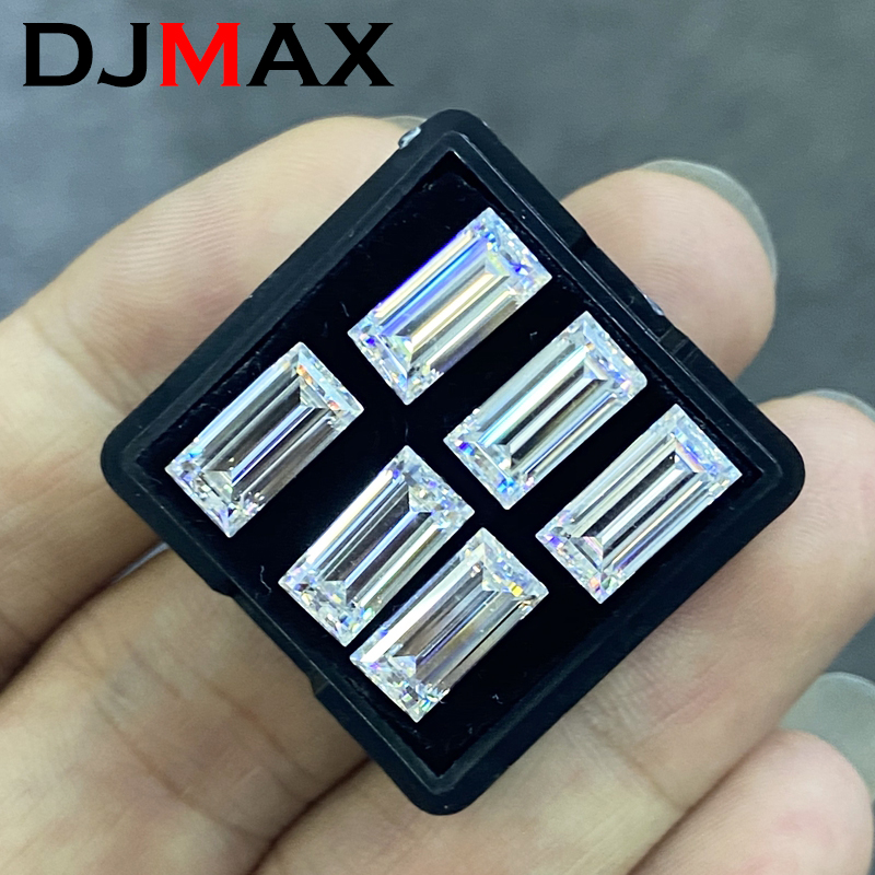 DJMAX 4-12mm Rare Baguette Cut Moissanite Loose Stones Real D Color VVS1 Rectangle Baguette Shape Certified Moissanite Diamonds
