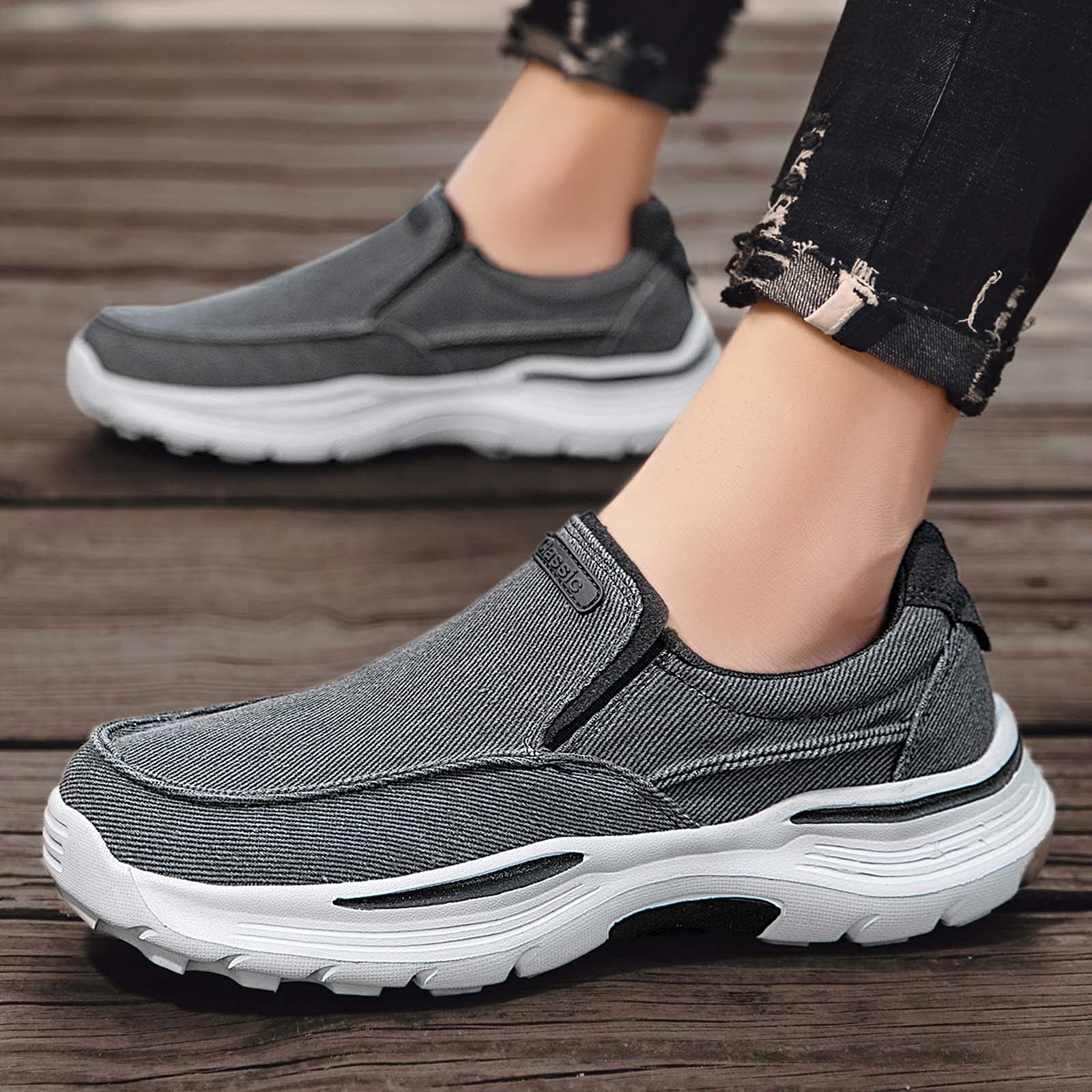 Men Shoes Comfortable Canvas Shoes Breathable Loafers For Men Slip On Walking Sneakers 381