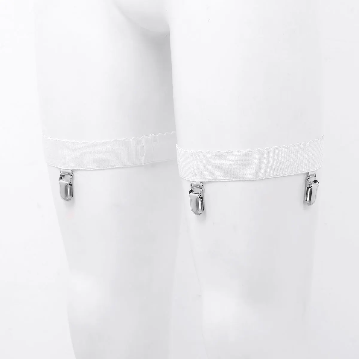 Womens Elastic Anti Slip Leg Garter Belt Thigh High Garter Belts Stocking Holder Fastener Suspender with Metal Clip