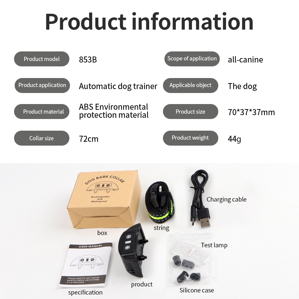Automatic Dog Anti Barking Device Electric Dogs Training Collar USB Chargeable Stop Barking Anti Bark Devices 3 Color