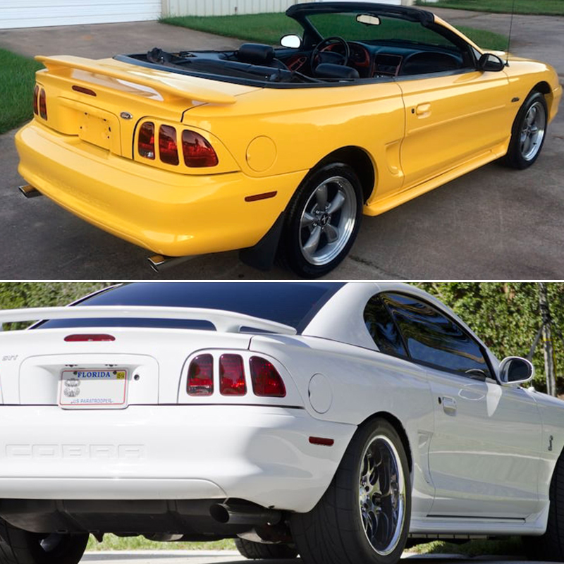 Smoked / Red Lens Car Rear Bumper Side Marker Reflectors Light Housings Kit For 1994 1995 1996 1997 1998 Ford Mustang, No Bulb