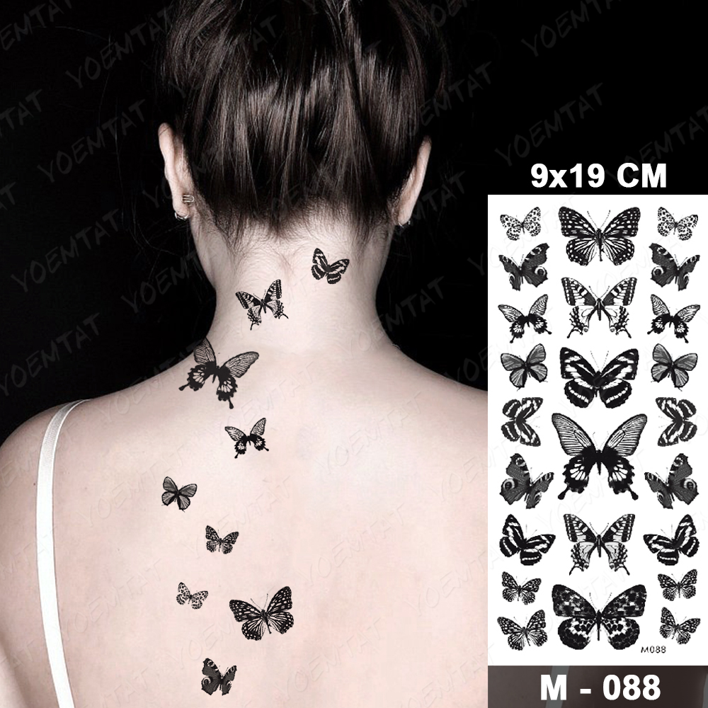 Transfer Waterproof Temporary Tattoo Stickers 3D Butterfly Themed Party Dark Fake Tattoos Women Legs Arms Ankles Sexy Body Art