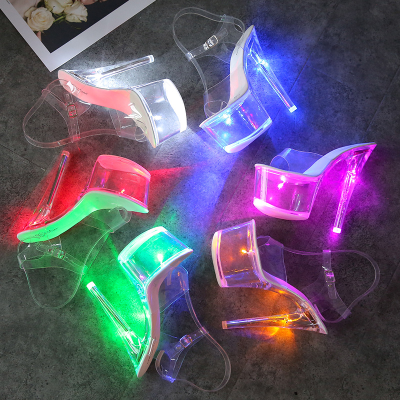 34 to 43 hate days steel pipe during high night club glow high heel sandals for women's shoes shoes bottom crystal