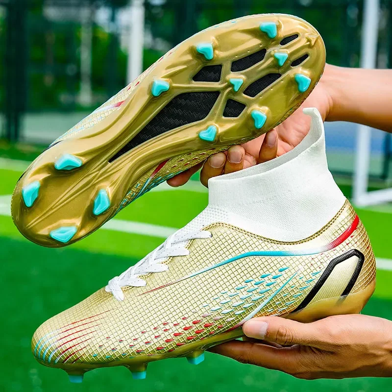 Men Football Shoes Outdoor Long Spikes Ankle Training Soccer Shoes Cleats Sport Ultralight Professional Football Boots Sneakers