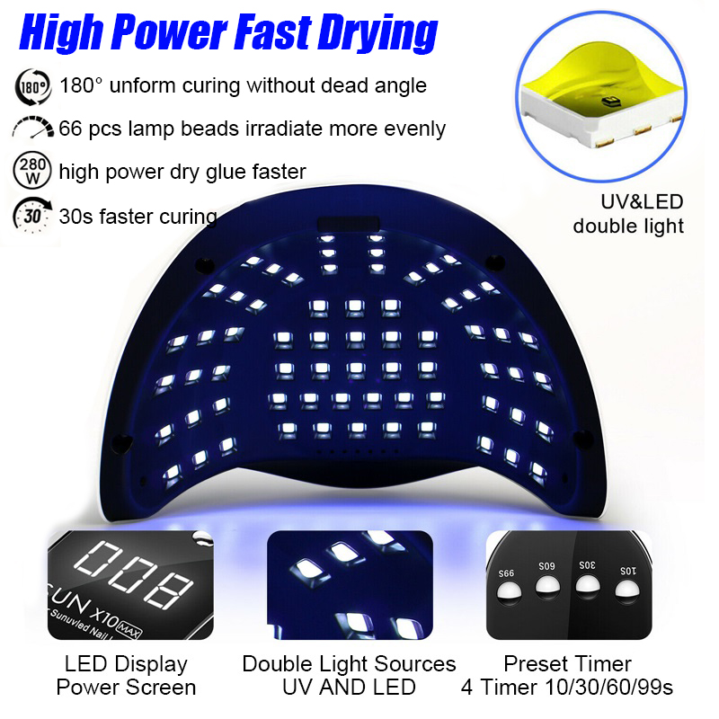 SUN X11 Max UV LED Drying Lamp Nail Lamp For Fast Curing Nails Gel Polish Nail Dryer With Auto Sensor Lampe For Manicure Salon