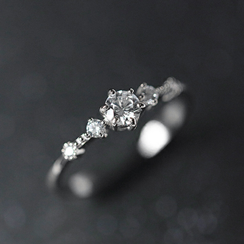 Silver Gold Thin Cubic Zircon CZ Rings for Women Designer Jewelry Charm Flower Diamond Stacking Finger Rings Girls Gift