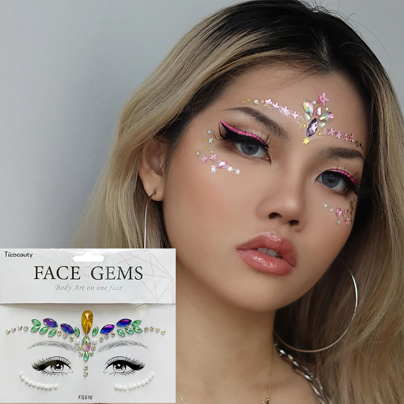 3D Face Gems Jewels Sticker 2025 Rhinestone Glitter Temporary Tattoos Eyebrow Sticker Makeup Shiny new Rhinestones Dia Face Festival