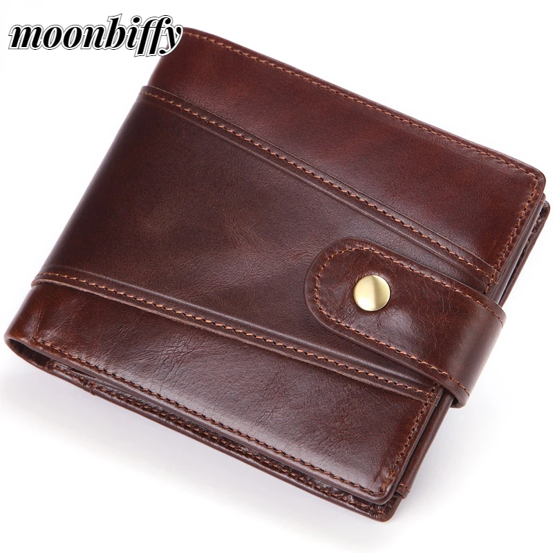 Men's Wallet RFID Vintage Genuine Leather Multifunctional 3 Fold Multi-card coin Wallet Business Card Holder Money Bag Purse