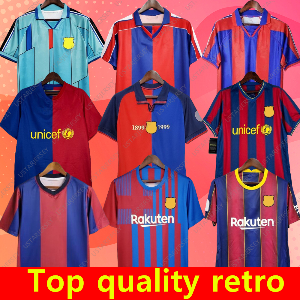 RONALDINHO Retro Soccer Jerseys XAVI 96 97 07 08 09 10 11 RONALDO RIVALDO GUARDIOLA STOICHKOV INIESTA MESSIS 100Th Maillot De Foot 12 13 14 15 16 17 18 19 20