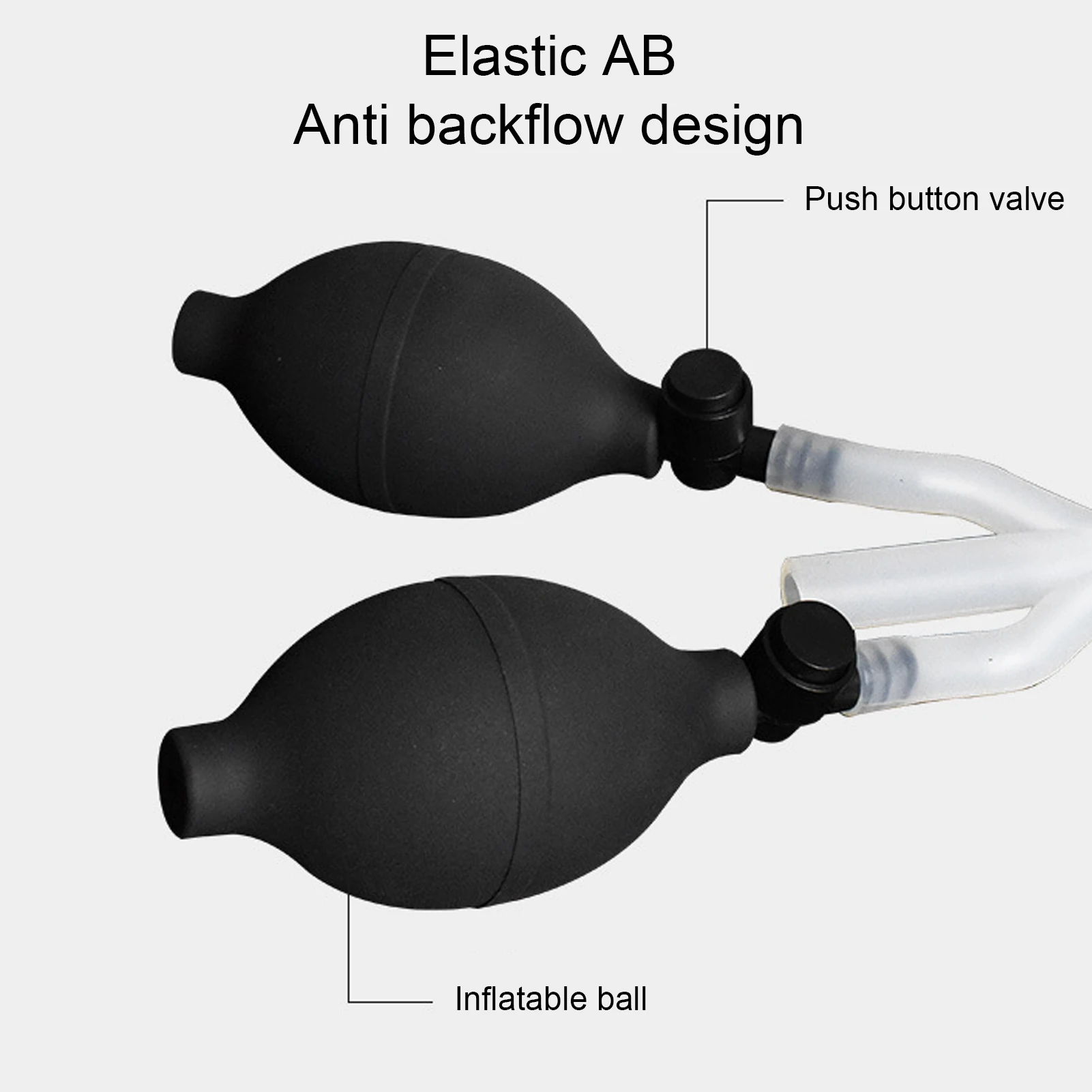 Silicone Enema Douche Bulb Dual Side Openings Elastic Inflatable Double Bulb Flushing System for Health Care Enema Bulb