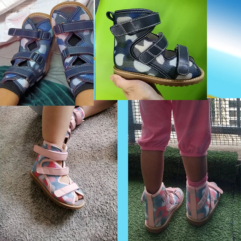 Children Sandals Summer Kids Orthopedic Mesh Shoes Boys Girls Toddler Stiff Hook Loop Clubfoot Varus Valgus Footwear 3 To 12Age 240513