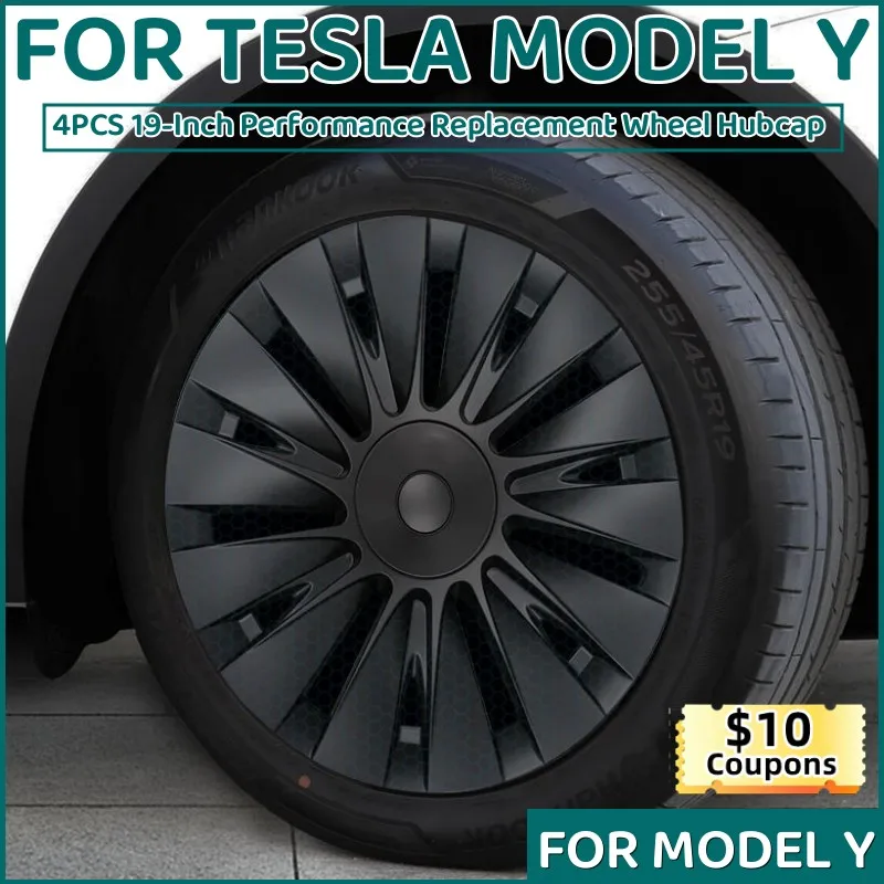 4PCS Hub Cap Performance Replacement Wheel Cap new 19 Inch Automobile Hubcap Full Rim Cover Accessories for Tesla 2025 Model Y 2018-2023