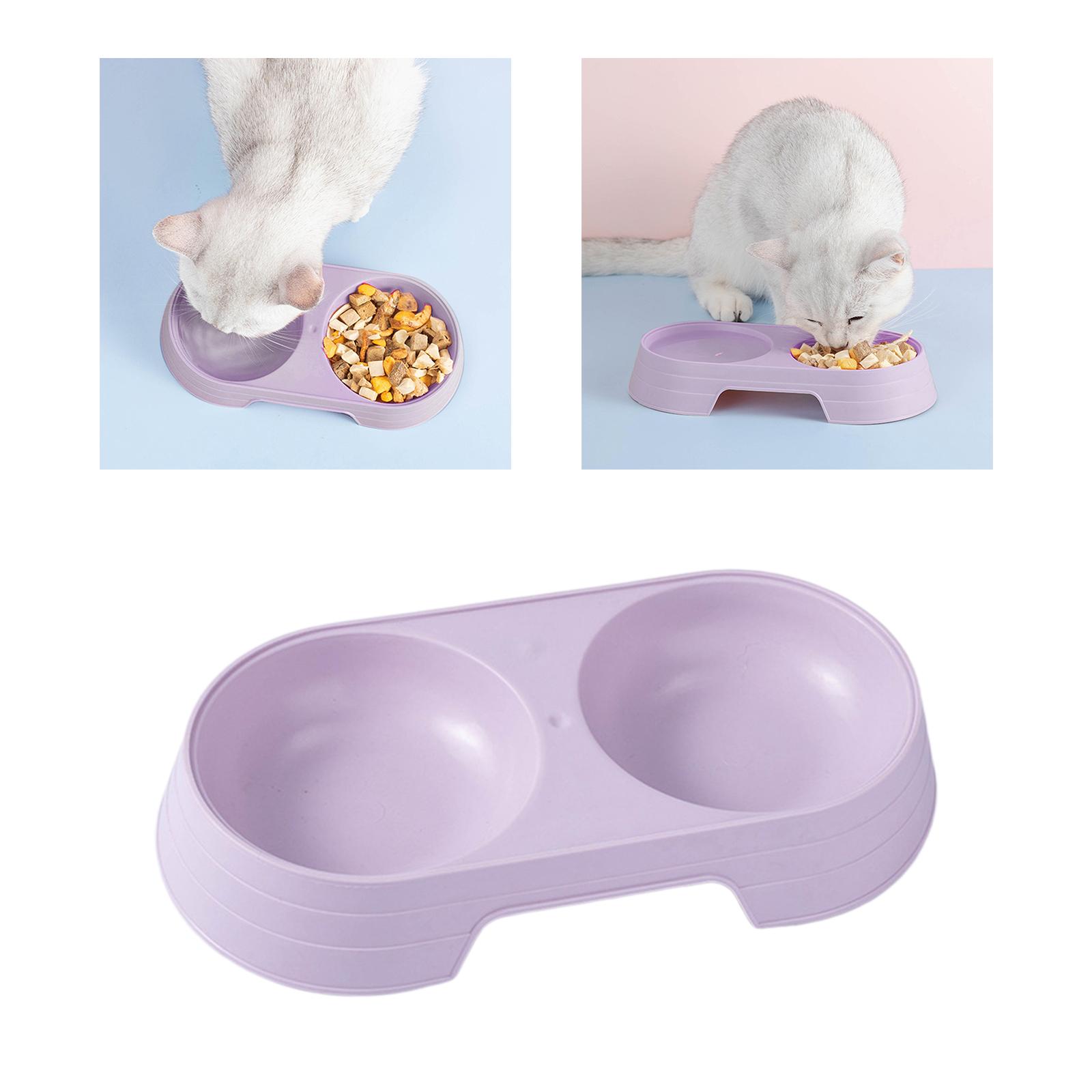 Portable Double Cat Bowls Pet Water Food Feeder Food Container Drink Bowls for Small Animals Indoor Cats Puppy Kitten Supplies
