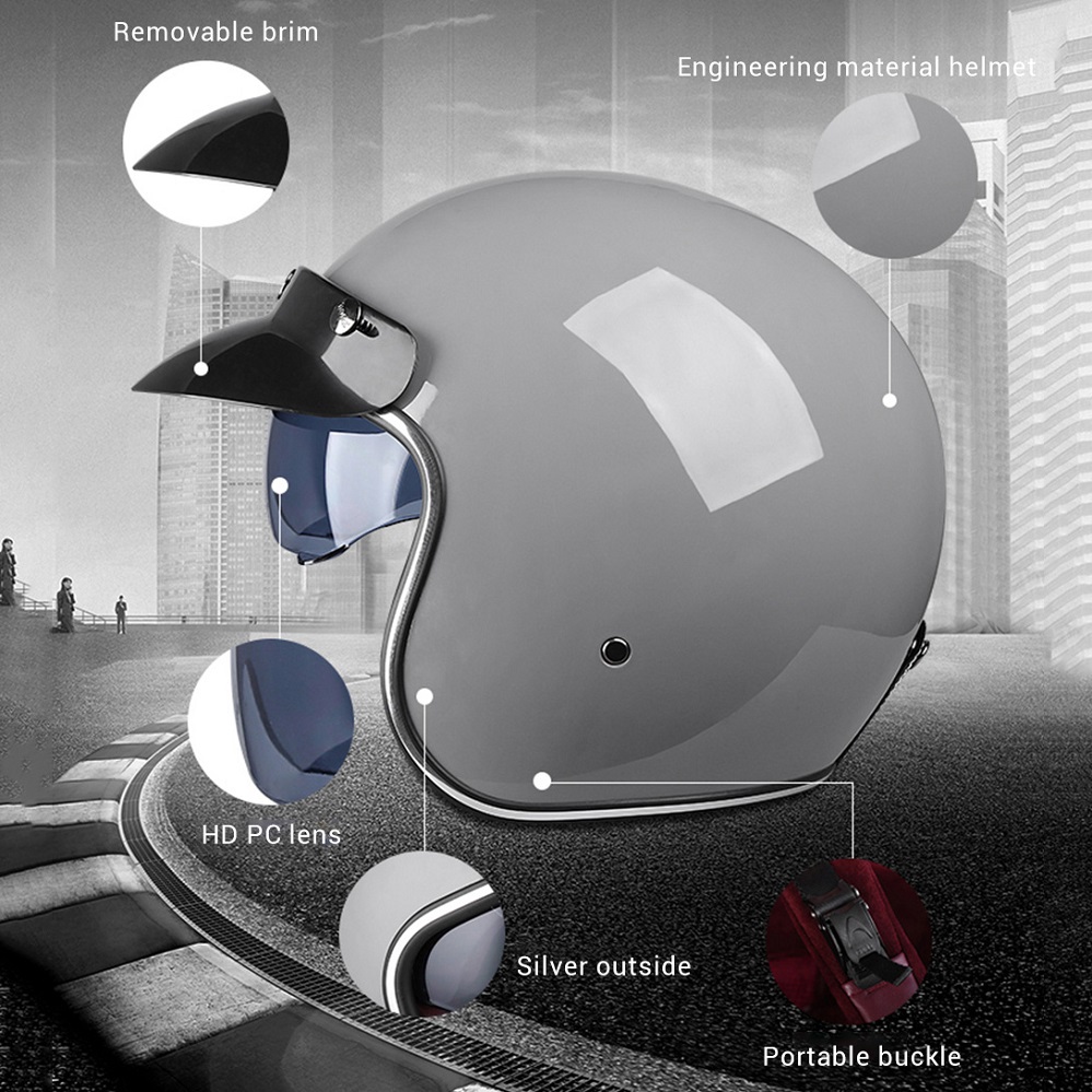 DOT Approved VOSS Motorcycle Vintage Open Face Helmet Cafe Racer Men Women Electric Motorbike Scooter Riding Capacete Moto Casco