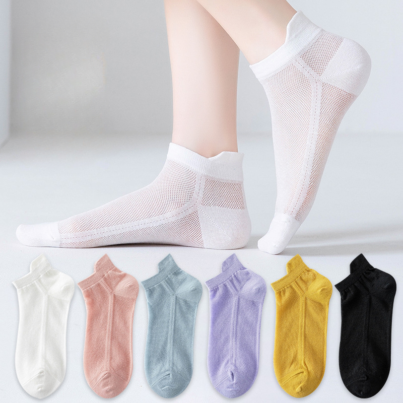 Women's Athletic Socks Sports Wear Mesh Breathable Short Socks For All Seasons Thin And Sweat Absorbent Fashion Anti Friction