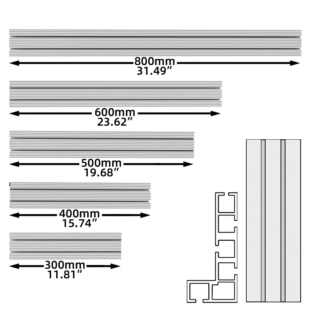Aluminium Profile Fence 75 Type Miter Track T-track Backer 30-80CM Sliding Brackets T-Slot for Table Saw Woodworking Workbench