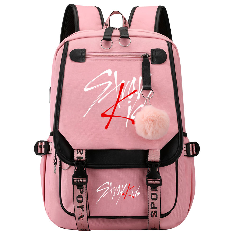 New Stray Kids Girls Boys USB Backpacks Anime School Book Bags Teenager Canvas Laptop Backpack For Women