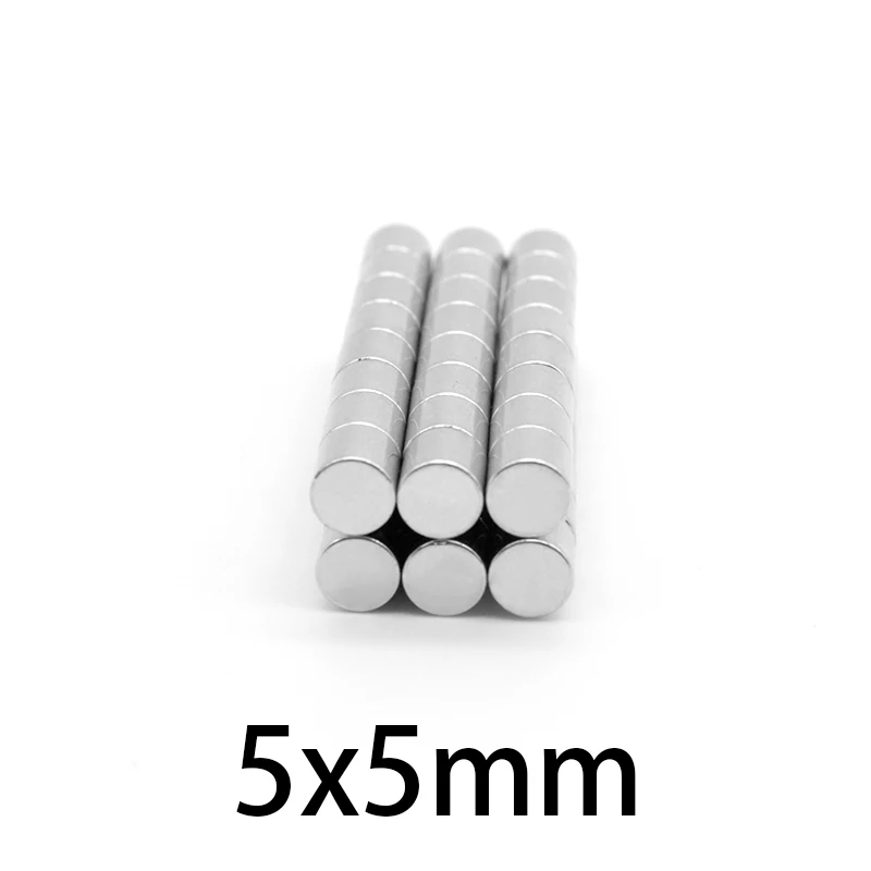 20/50/100/200/300/500PCS 5x5 Round Strong Neodymium Magnet 5mm x 5mm Powerful Magnetic Magnets 5x5mm Permanent Magnet Disc 5*5