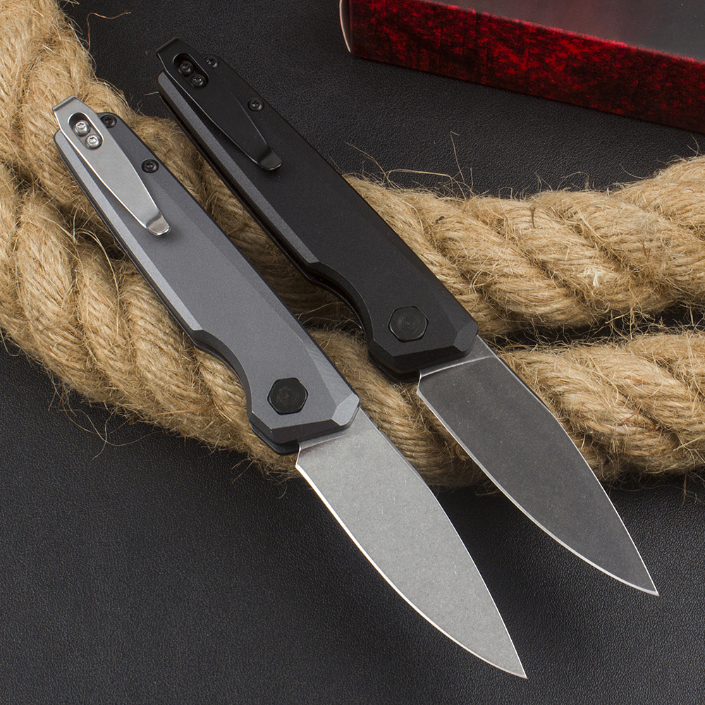 Special Offer Ks7551 Push Button Quick Opening Tactical Knife 8Cr13mov White/Black Stone Wash Blade Aviation Aluminum Handle Outdoor Camping EDC Pocke