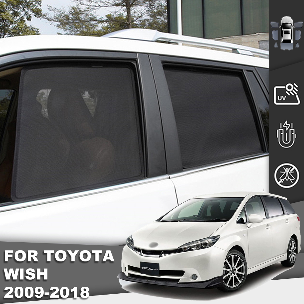 For Toyota WISH MPV E2 2009-2019 Magnetic Car Sunshade Front Windshield Mesh Frame Curtain Rear Side Window Sun Shades Shield