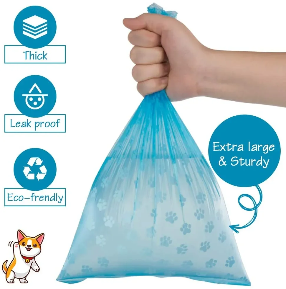 Pet Disposable Poop Bags Dog Waste Bags Bulk Poop Bags with Leash Clip and Bone Bag Dispenser 5Roll(75Pcs) Bags with Paw Prints 5Roll(75Pcs) smile 5Ro
