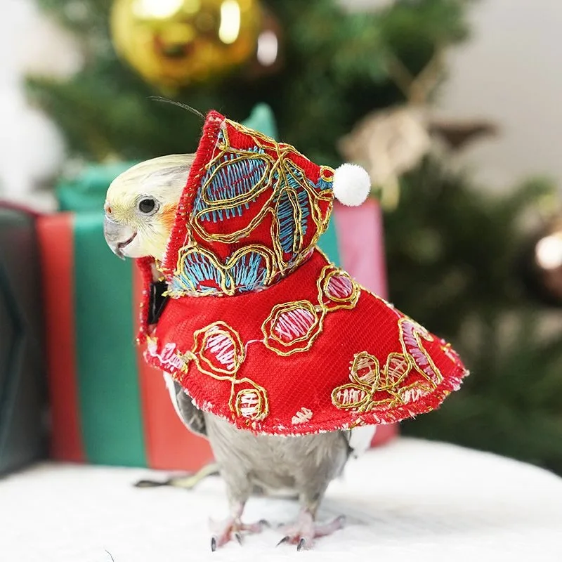 New Year Parrot Cloak Small Cloak Bird Clothes Double Thickened Cold Warm Xuanfeng Out Clothing Parrot Supplies