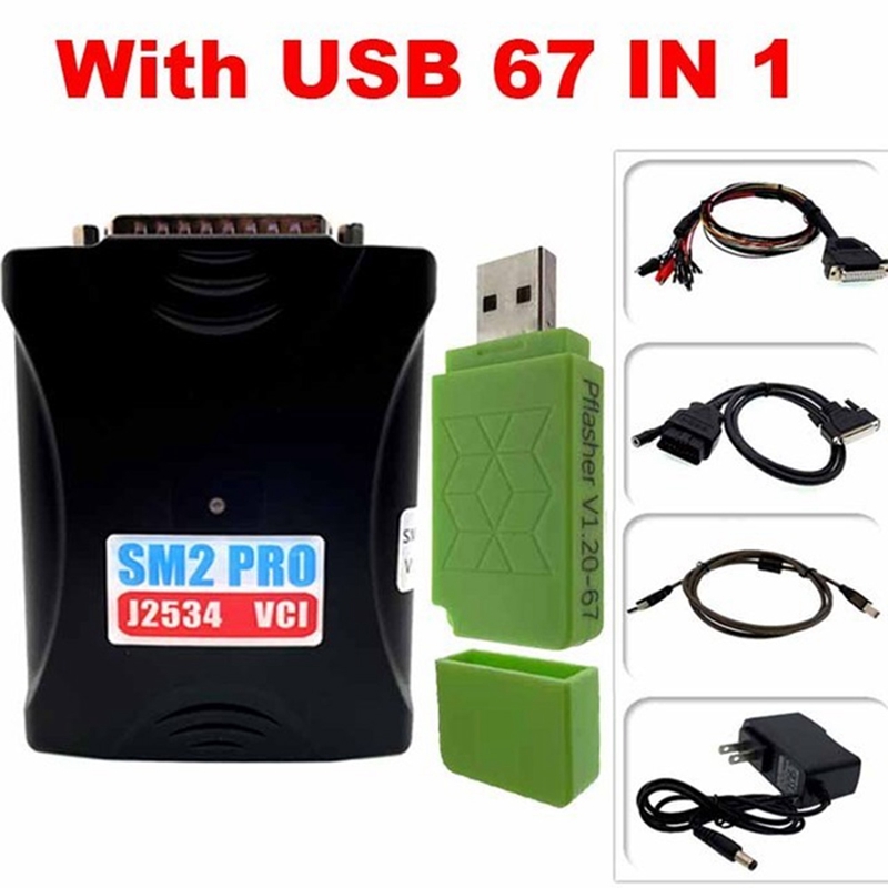 Sm2 Pro J2534 Vci Ecu Programmer Read Scanmatik 2 Pro Flash 67 in 1 Pcm Bench Car Computer Diagnostic Instrument US Plug