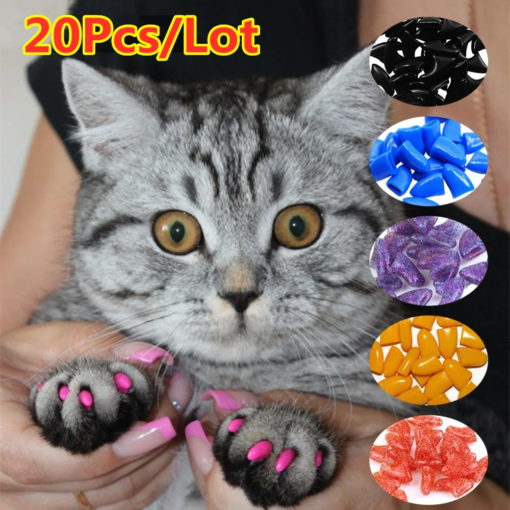 New FASHION colorful Cat 2025 Nail Caps soft cat Claw Soft Paws 20 PCS/lot with free Adhesive Glue Size XS S new M LGift for pet