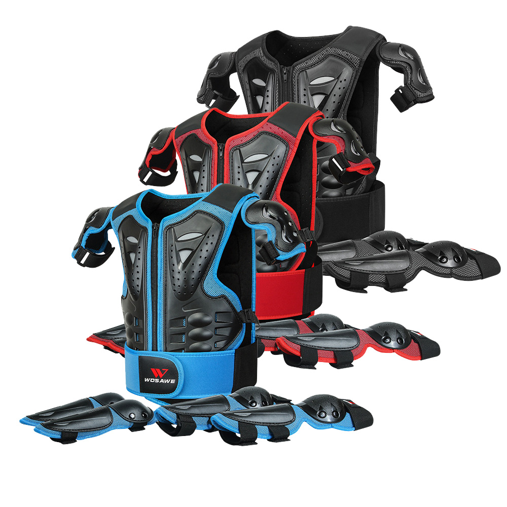 For Age 6-15 Child Body Protector Motorcycle Waistcoat Armor Kids Motocross Bike Armor Dirt Bike Chest Spine Knee Elbow Pad Gear