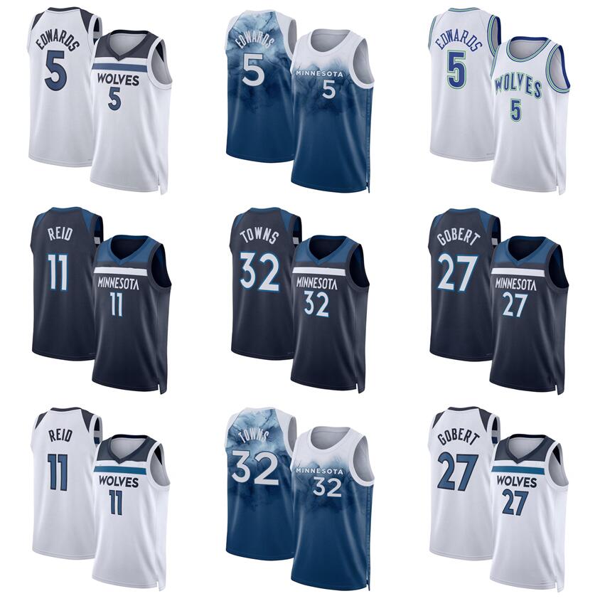 Anthony Edwards Basketball jersey 27 Gobert 32 Towns Naz Reid 2023-24 Men women Youth S-XXL