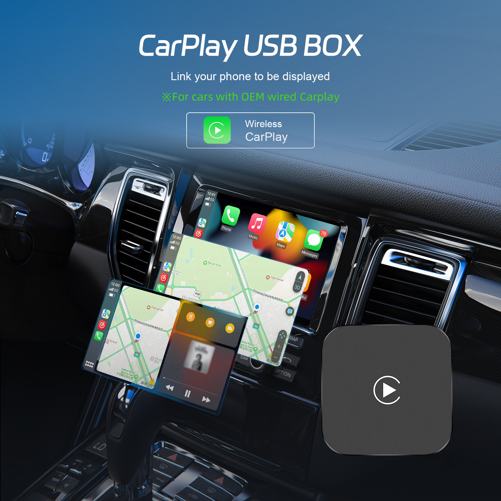 New Ai Box Carplay Car Adapter Apple Wireless Carplay Dongle Plug Play