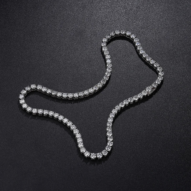 EWYA Real 25345mm Full Tennis Necklace for Women 925 Sterling Silver Diamond Neck Chains Necklaces Fine Jewelry 240515