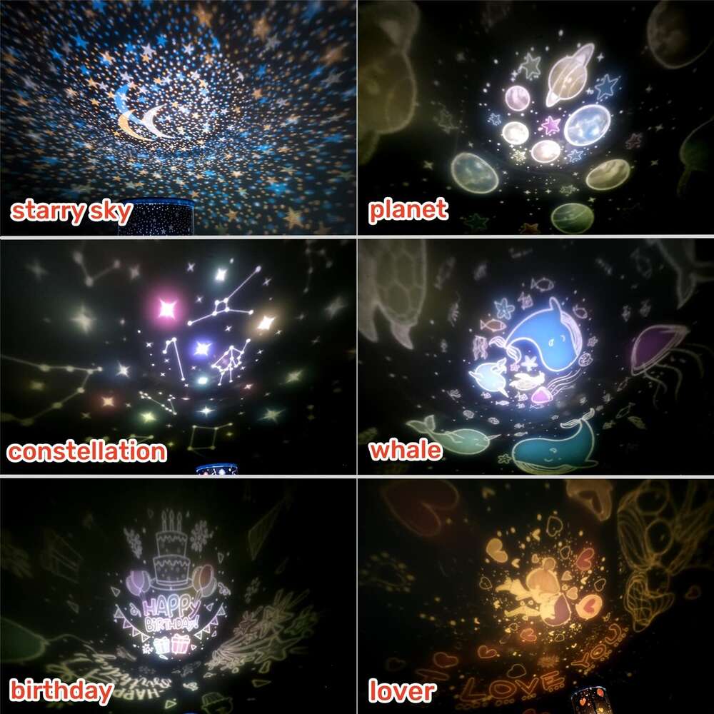 WINICE remote control and timer design, underwater starry sky rotating LED star projector suitable for bedrooms, children's night light moon ligh