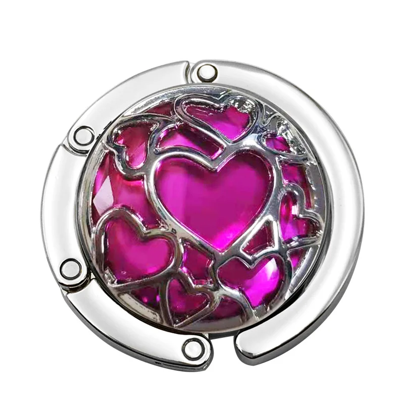 Folding Bag Hanging Hook Hollow Heart Table Side Handbag Hooks Bag Holder Portable Removable Bag Organizer Multi-purpose Hook