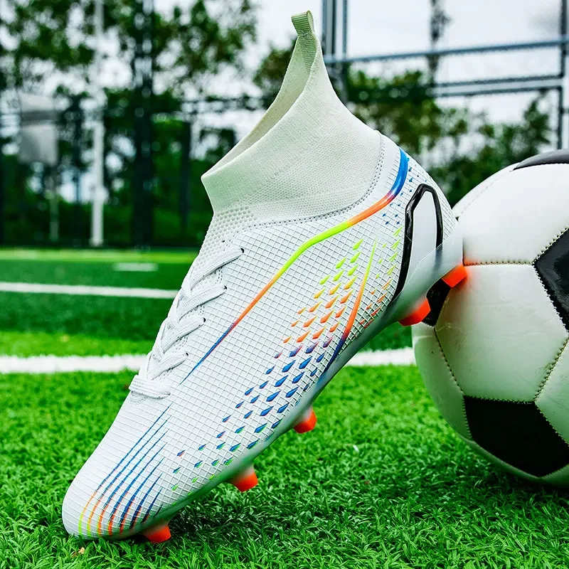Men Football Shoes Outdoor Long Spikes Ankle Training Soccer Shoes Cleats Sport Ultralight Professional Football Boots Sneakers